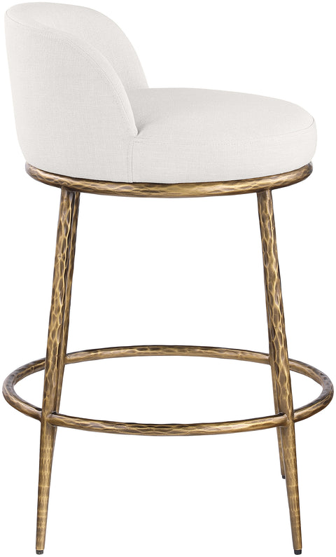 Orla Cream Linen Textured Performance Fabric Upholstered Counter Stool, 1 Piece (Style 4)
