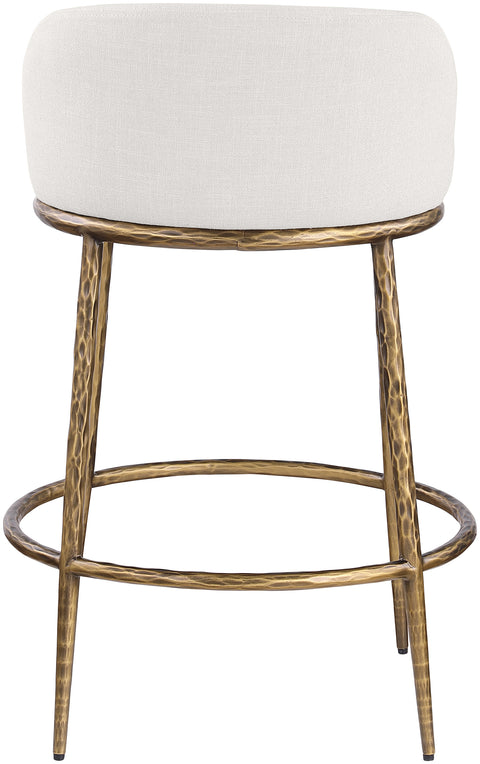 Orla Cream Linen Textured Performance Fabric Upholstered Counter Stool, 1 Piece (Style 4)