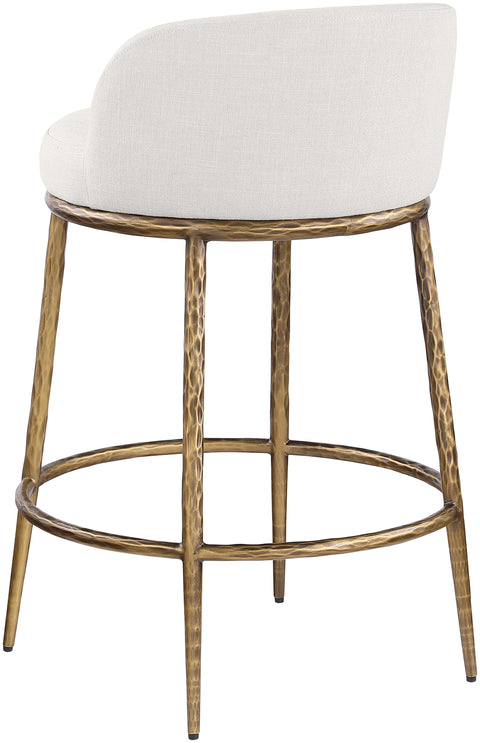 Orla Cream Linen Textured Performance Fabric Upholstered Counter Stool, 1 Piece (Style 4)