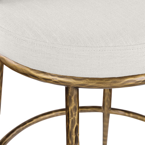 Orla Cream Linen Textured Performance Fabric Upholstered Counter Stool, 1 Piece (Style 4)