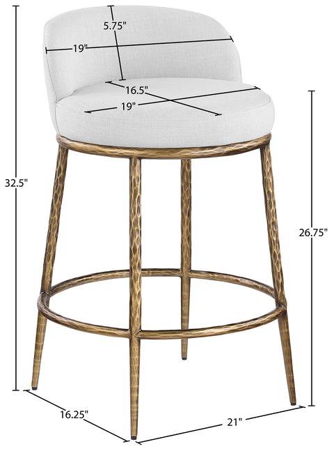 Orla White Linen Textured Performance Fabric Upholstered Counter Stool, 1 Piece (Style 3)