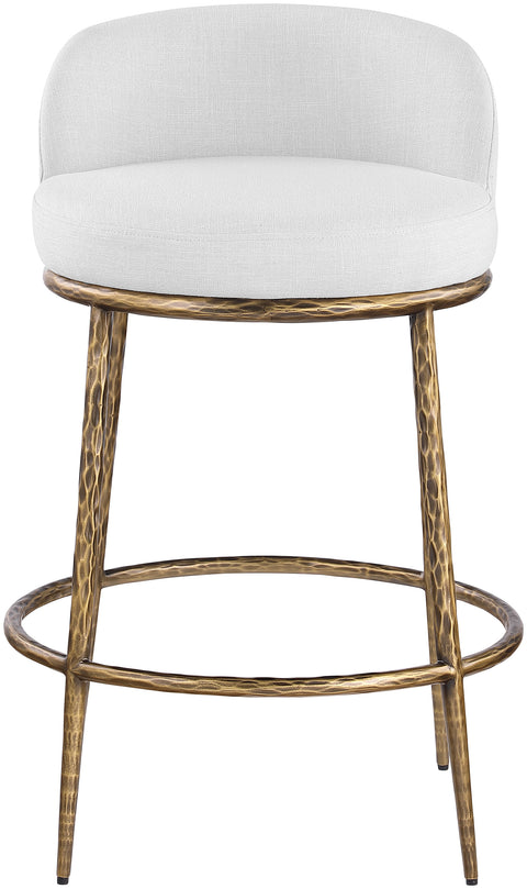 Orla White Linen Textured Performance Fabric Upholstered Counter Stool, 1 Piece (Style 3)