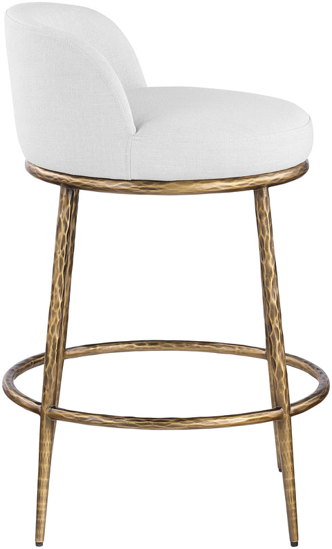 Orla White Linen Textured Performance Fabric Upholstered Counter Stool, 1 Piece (Style 3)