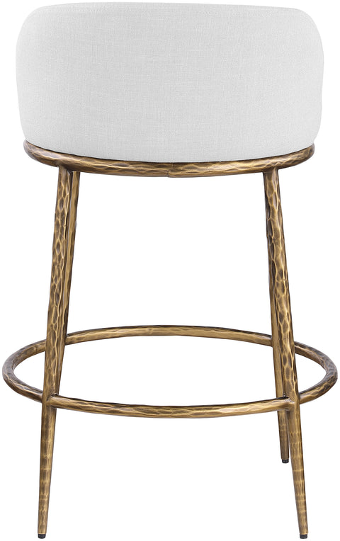 Orla White Linen Textured Performance Fabric Upholstered Counter Stool, 1 Piece (Style 3)