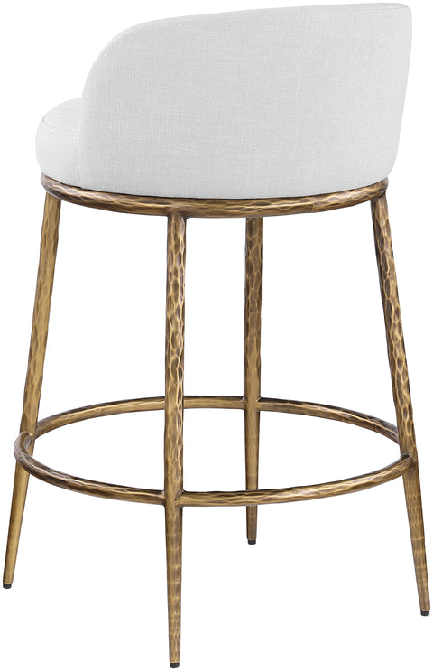Orla White Linen Textured Performance Fabric Upholstered Counter Stool, 1 Piece (Style 3)