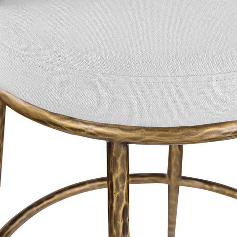 Orla White Linen Textured Performance Fabric Upholstered Counter Stool, 1 Piece (Style 3)