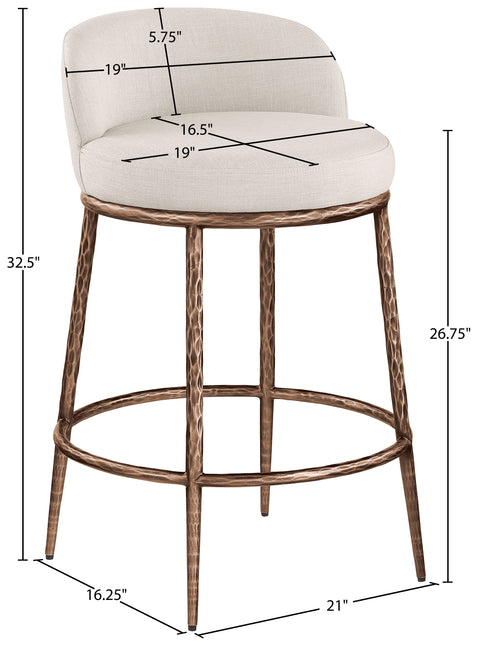 Orla Beige Linen Textured Performance Fabric Upholstered Counter Stool, 1 Piece (Style 4)