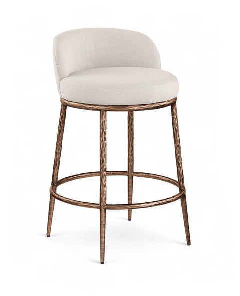 Orla Beige Linen Textured Performance Fabric Upholstered Counter Stool, 1 Piece (Style 4)
