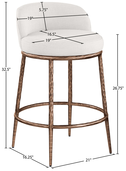 Orla Cream Linen Textured Performance Fabric Upholstered Counter Stool, 1 Piece (Style 5)