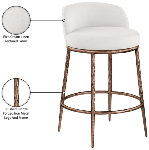 Orla Cream Linen Textured Performance Fabric Upholstered Counter Stool, 1 Piece (Style 5)