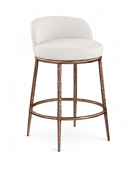 Orla Cream Linen Textured Performance Fabric Upholstered Counter Stool, 1 Piece (Style 5)