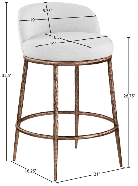 Orla White Linen Textured Performance Fabric Upholstered Counter Stool, 1 Piece (Style 4)