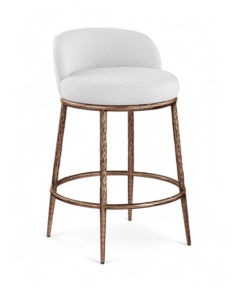 Orla White Linen Textured Performance Fabric Upholstered Counter Stool, 1 Piece (Style 4)