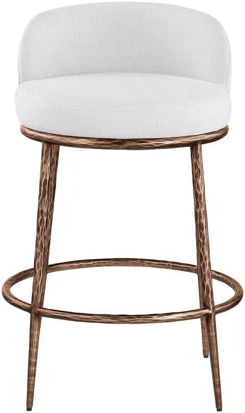 Orla White Linen Textured Performance Fabric Upholstered Counter Stool, 1 Piece (Style 4)