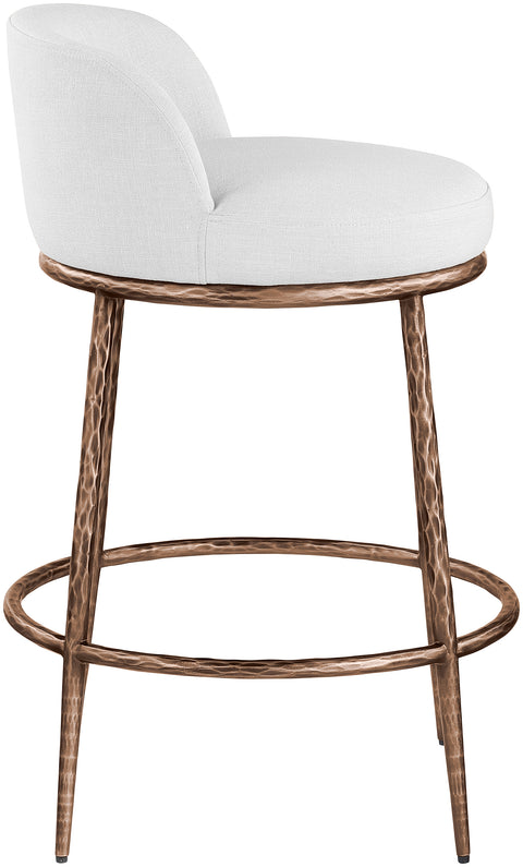 Orla White Linen Textured Performance Fabric Upholstered Counter Stool, 1 Piece (Style 4)