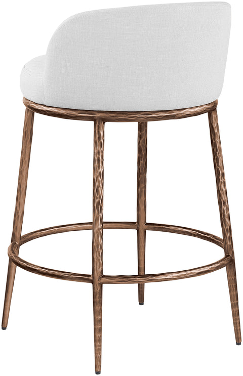 Orla White Linen Textured Performance Fabric Upholstered Counter Stool, 1 Piece (Style 4)