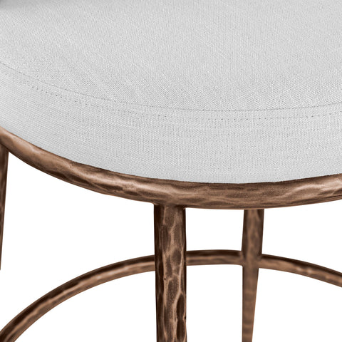 Orla White Linen Textured Performance Fabric Upholstered Counter Stool, 1 Piece (Style 4)