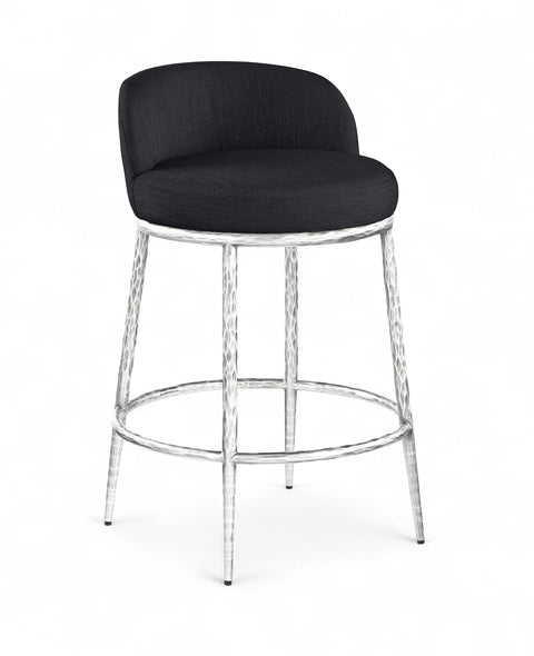 Orla Black Linen Textured Performance Fabric Upholstered Counter Stool, 1 Piece (Style 4)