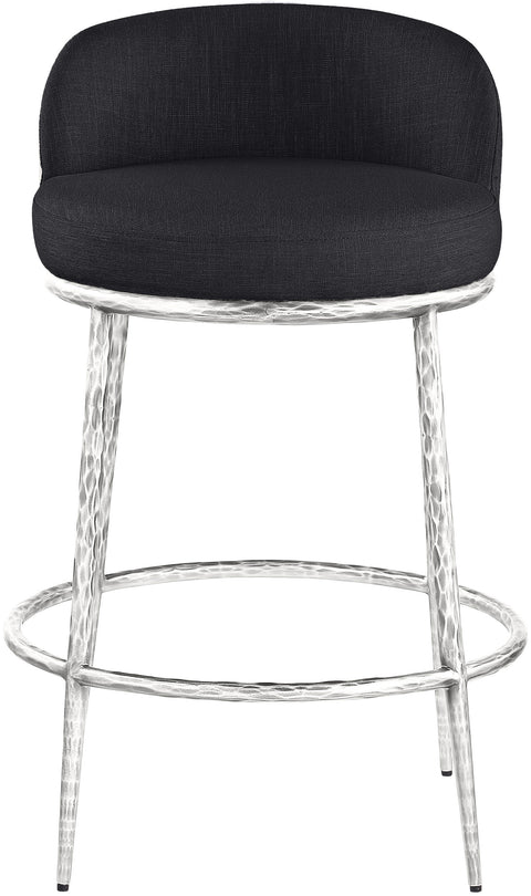 Orla Black Linen Textured Performance Fabric Upholstered Counter Stool, 1 Piece (Style 4)