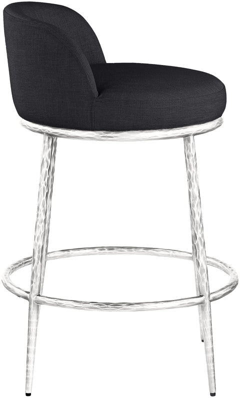 Orla Black Linen Textured Performance Fabric Upholstered Counter Stool, 1 Piece (Style 4)