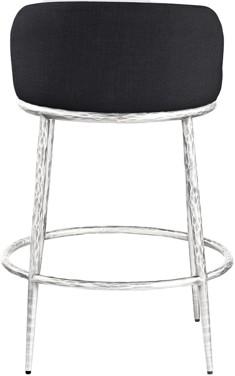 Orla Black Linen Textured Performance Fabric Upholstered Counter Stool, 1 Piece (Style 4)
