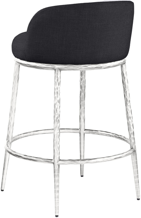 Orla Black Linen Textured Performance Fabric Upholstered Counter Stool, 1 Piece (Style 4)