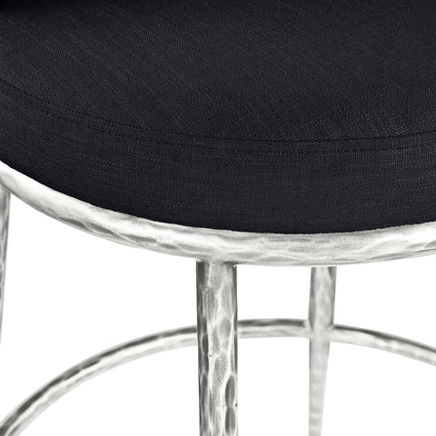 Orla Black Linen Textured Performance Fabric Upholstered Counter Stool, 1 Piece (Style 4)