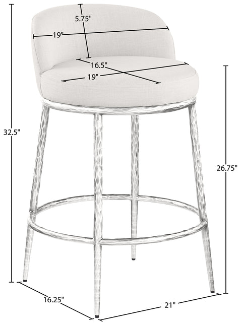 Orla Cream Linen Textured Performance Fabric Upholstered Counter Stool, 1 Piece (Style 6)