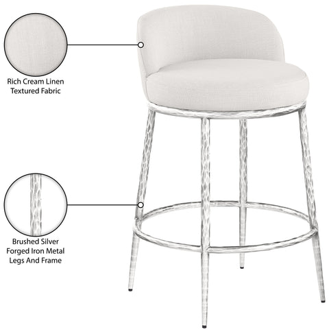 Orla Cream Linen Textured Performance Fabric Upholstered Counter Stool, 1 Piece (Style 6)