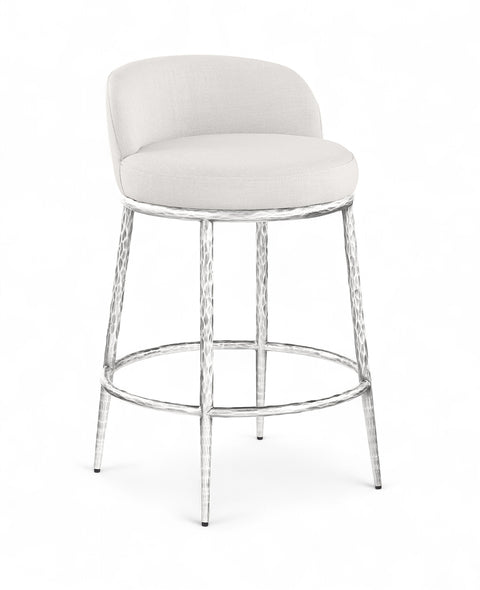 Orla Cream Linen Textured Performance Fabric Upholstered Counter Stool, 1 Piece (Style 6)