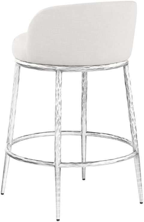 Orla Cream Linen Textured Performance Fabric Upholstered Counter Stool, 1 Piece (Style 6)