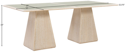 Harlow 78" Natural Glass And Cane Top With Solid Wood Base Dining Table, 1 Piece