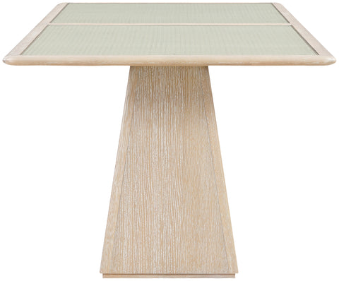 Harlow 78" Natural Glass And Cane Top With Solid Wood Base Dining Table, 1 Piece