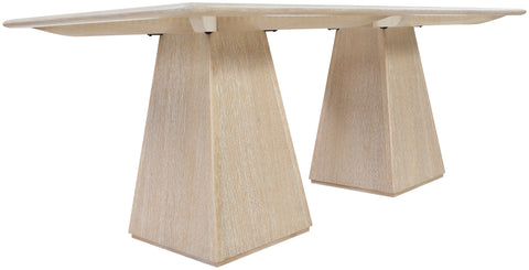 Harlow 78" Natural Glass And Cane Top With Solid Wood Base Dining Table, 1 Piece