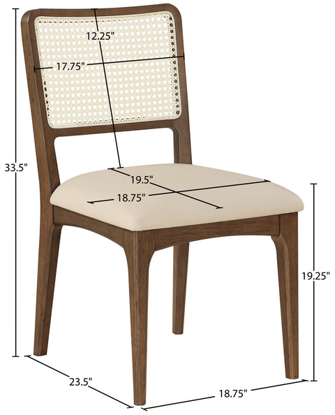 Harlow Beige Cane Back And Vegan Leather Upholstered Seat Dining Chair, 2-Piece
