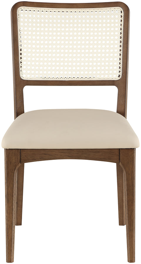 Harlow Beige Cane Back And Vegan Leather Upholstered Seat Dining Chair, 2-Piece