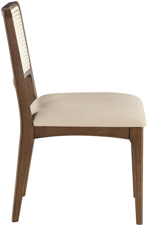 Harlow Beige Cane Back And Vegan Leather Upholstered Seat Dining Chair, 2-Piece