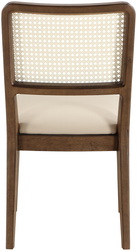 Harlow Beige Cane Back And Vegan Leather Upholstered Seat Dining Chair, 2-Piece