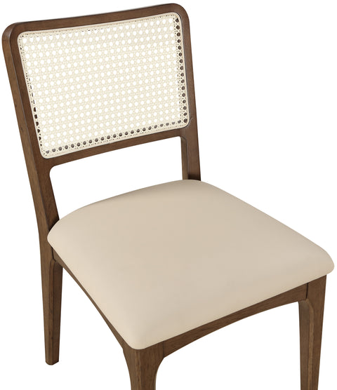 Harlow Beige Cane Back And Vegan Leather Upholstered Seat Dining Chair, 2-Piece