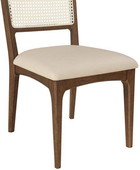 Harlow Beige Cane Back And Vegan Leather Upholstered Seat Dining Chair, 2-Piece