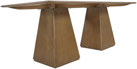 Harlow 78" Brown Glass And Cane Top With Solid Wood Base Dining Table, 1 Piece