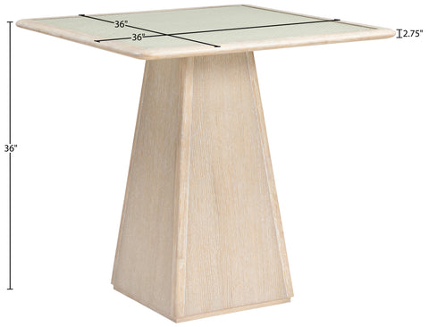 Harlow 36" Natural Glass And Cane Top With Solid Wood Base Counter Height Table, 1 Piece