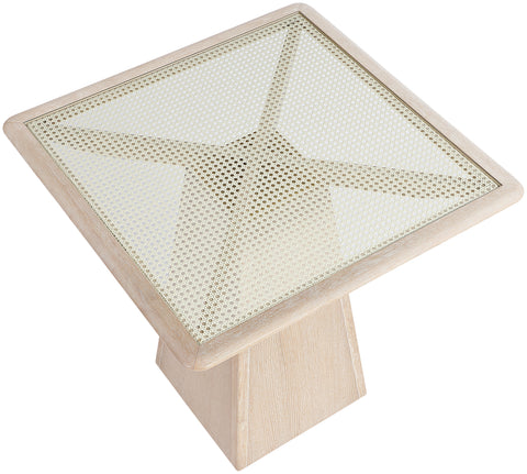 Harlow 36" Natural Glass And Cane Top With Solid Wood Base Counter Height Table, 1 Piece