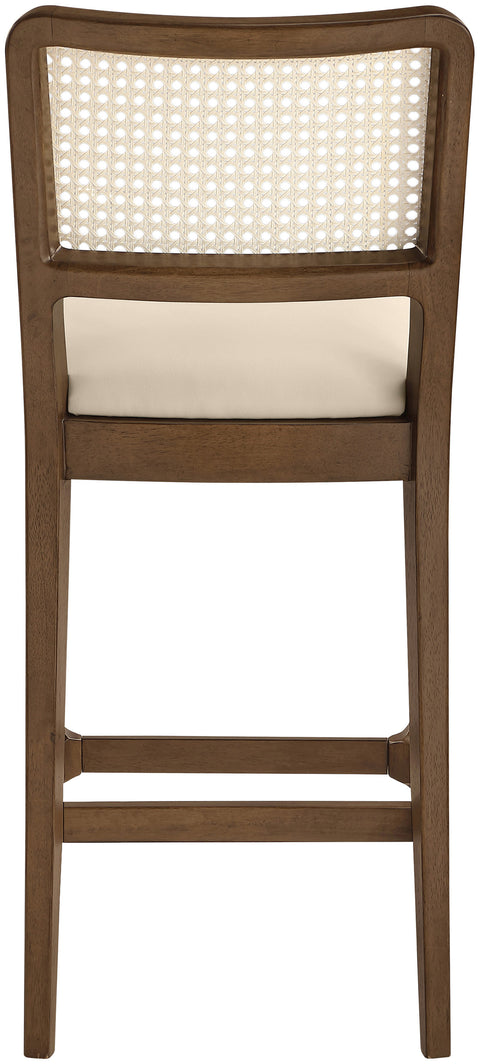 Harlow Beige Cane Back And Vegan Leather Upholstered Seat Counter Stool, 2-Piece