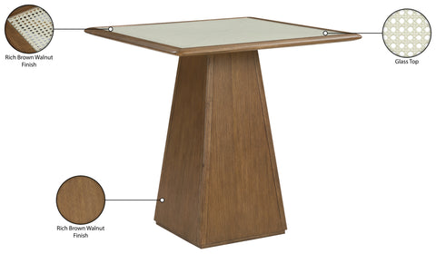 Harlow 36" Brown Glass And Cane Top With Solid Wood Base Counter Height Table, 1 Piece