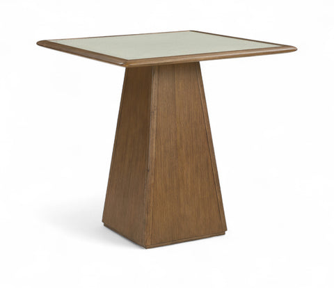Harlow 36" Brown Glass And Cane Top With Solid Wood Base Counter Height Table, 1 Piece