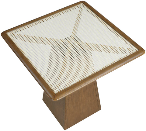 Harlow 36" Brown Glass And Cane Top With Solid Wood Base Counter Height Table, 1 Piece