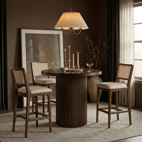 Harlow Cream Cane Back And Vegan Leather Upholstered Seat Counter Stool, 2-Piece (Style 2)