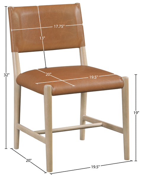 Veda Cognac Vegan Leather Upholstered Dining Chair, 2-Piece