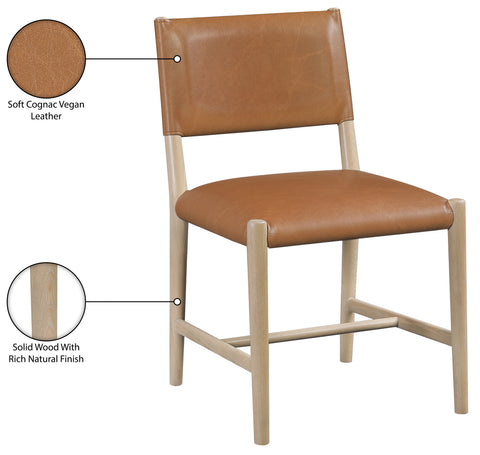 Veda Cognac Vegan Leather Upholstered Dining Chair, 2-Piece